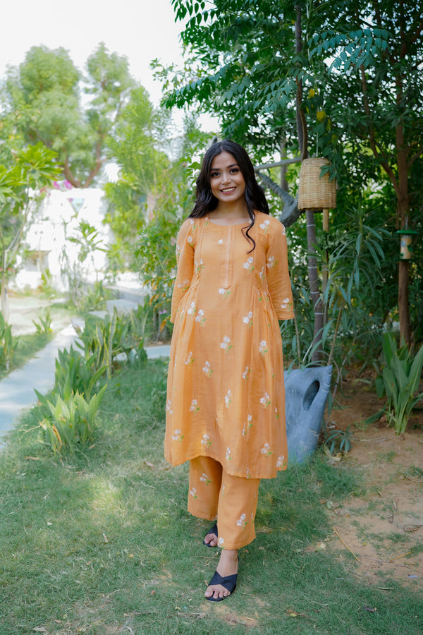 DAISY GEATHER KURTI SET - PEACH