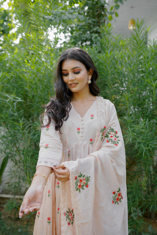 ROSE ANARKALI SET - PEACH
