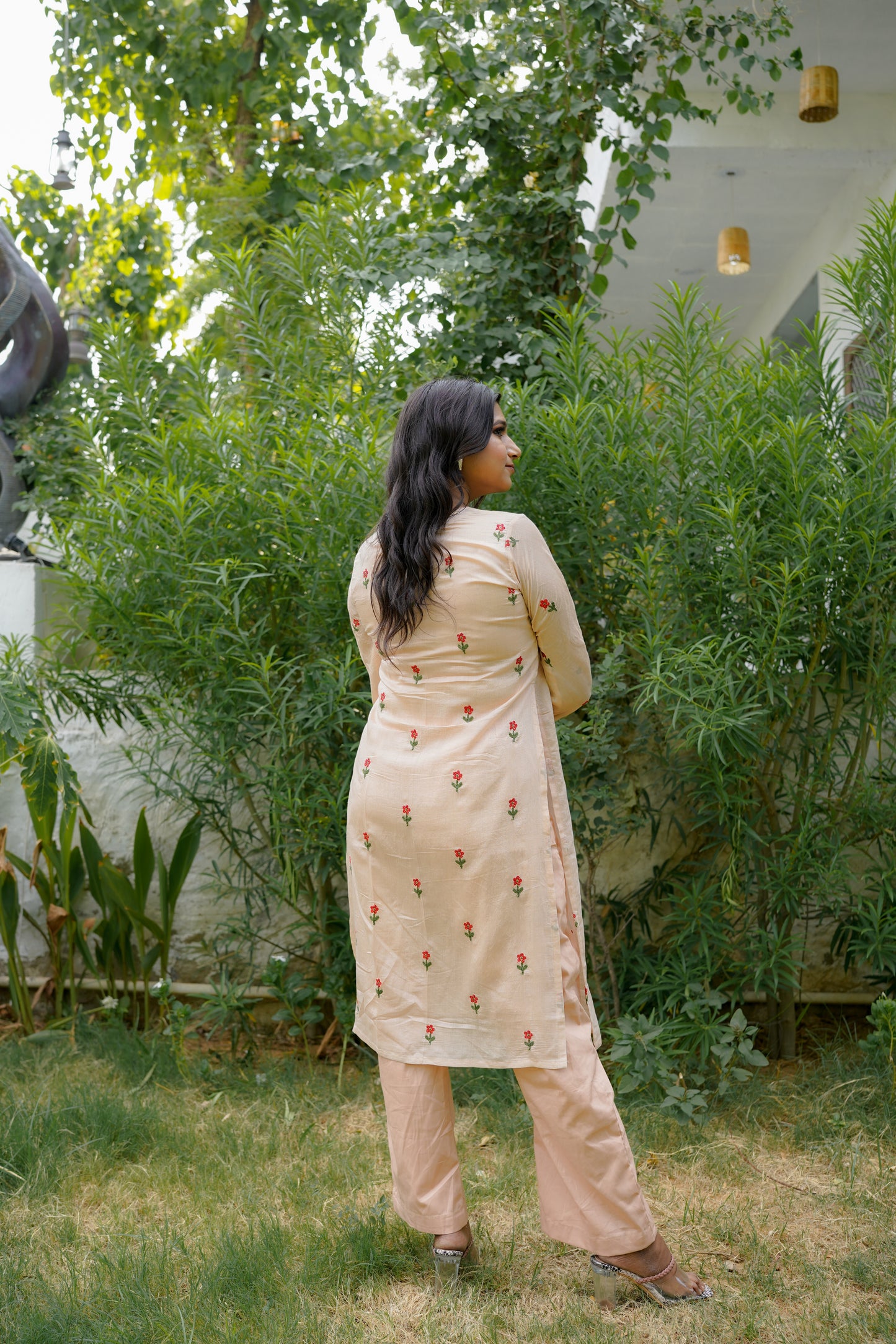 ROSE STRAIGHT KURTI SET - PINK