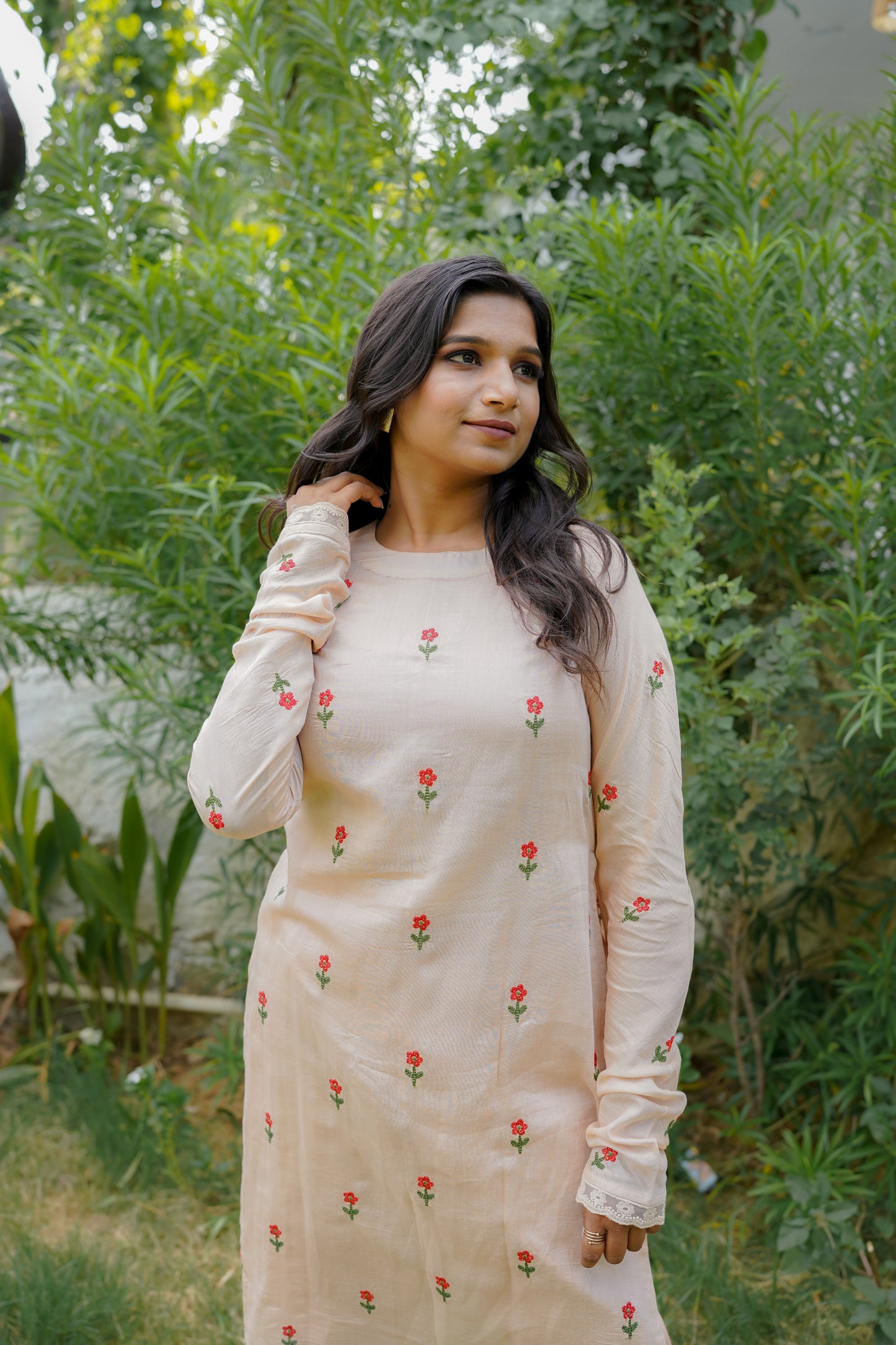ROSE STRAIGHT KURTI SET - PINK
