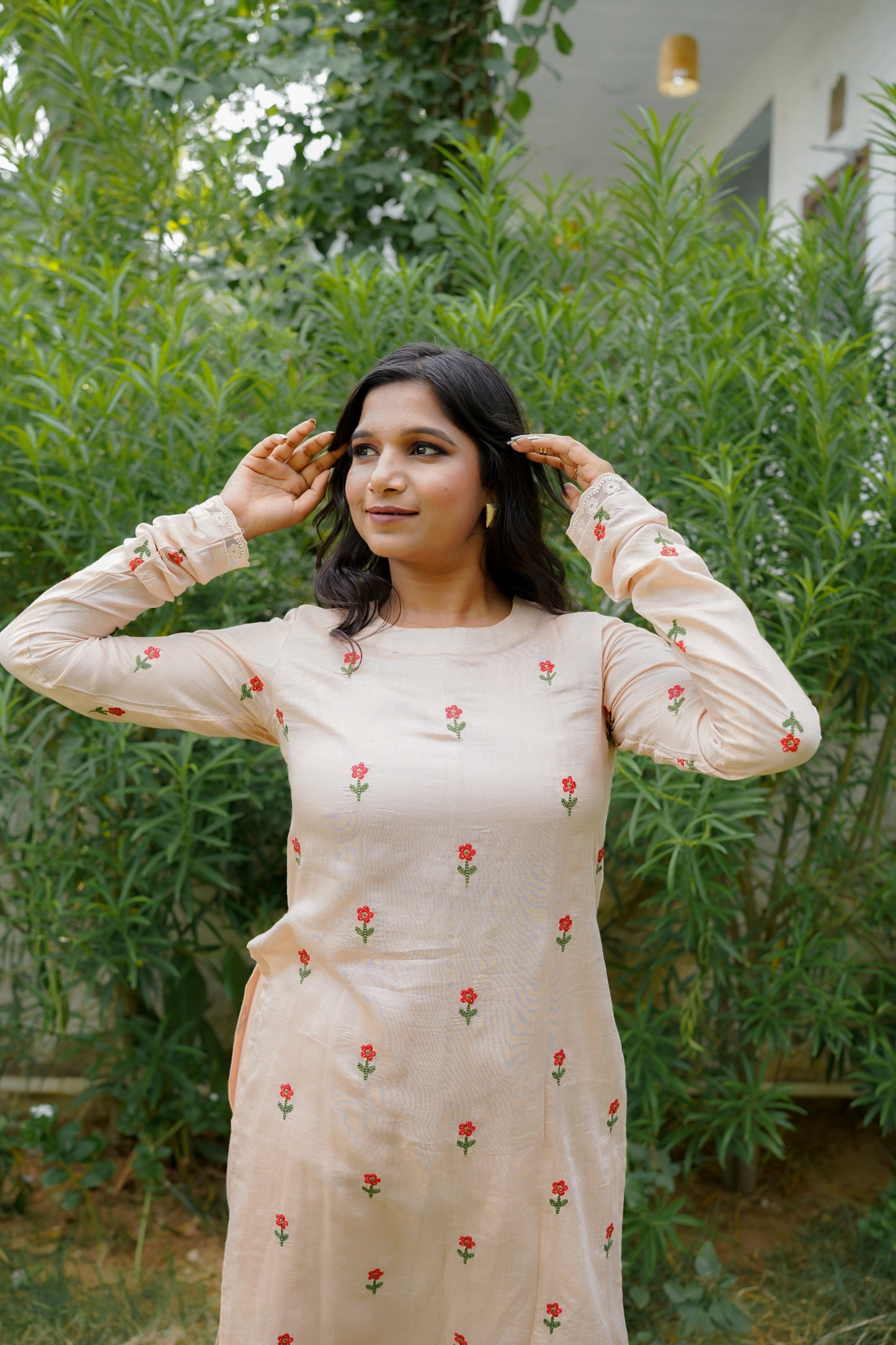 ROSE STRAIGHT KURTI SET - PINK