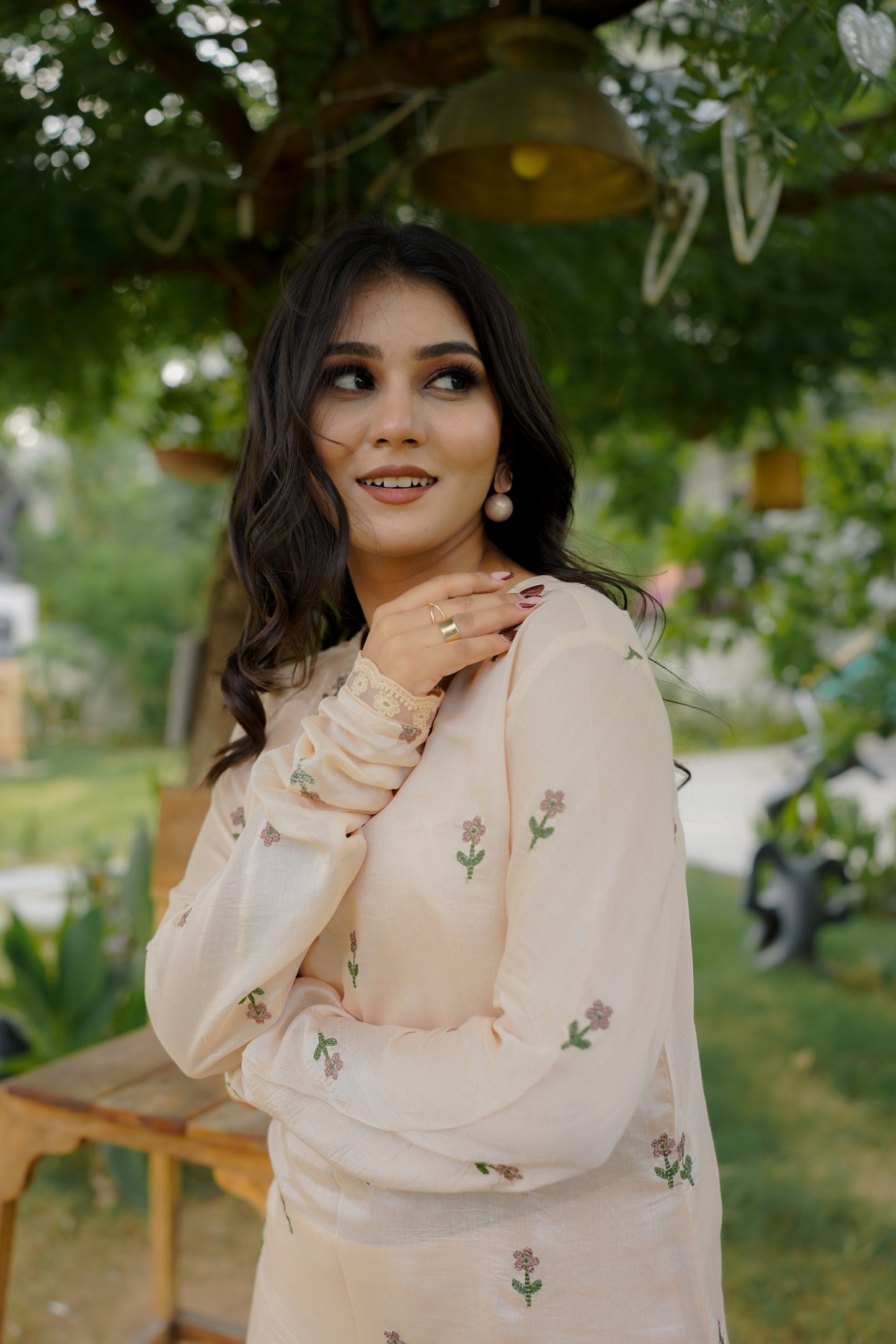 ROSE STRAIGHT KURTI SET - PEACH
