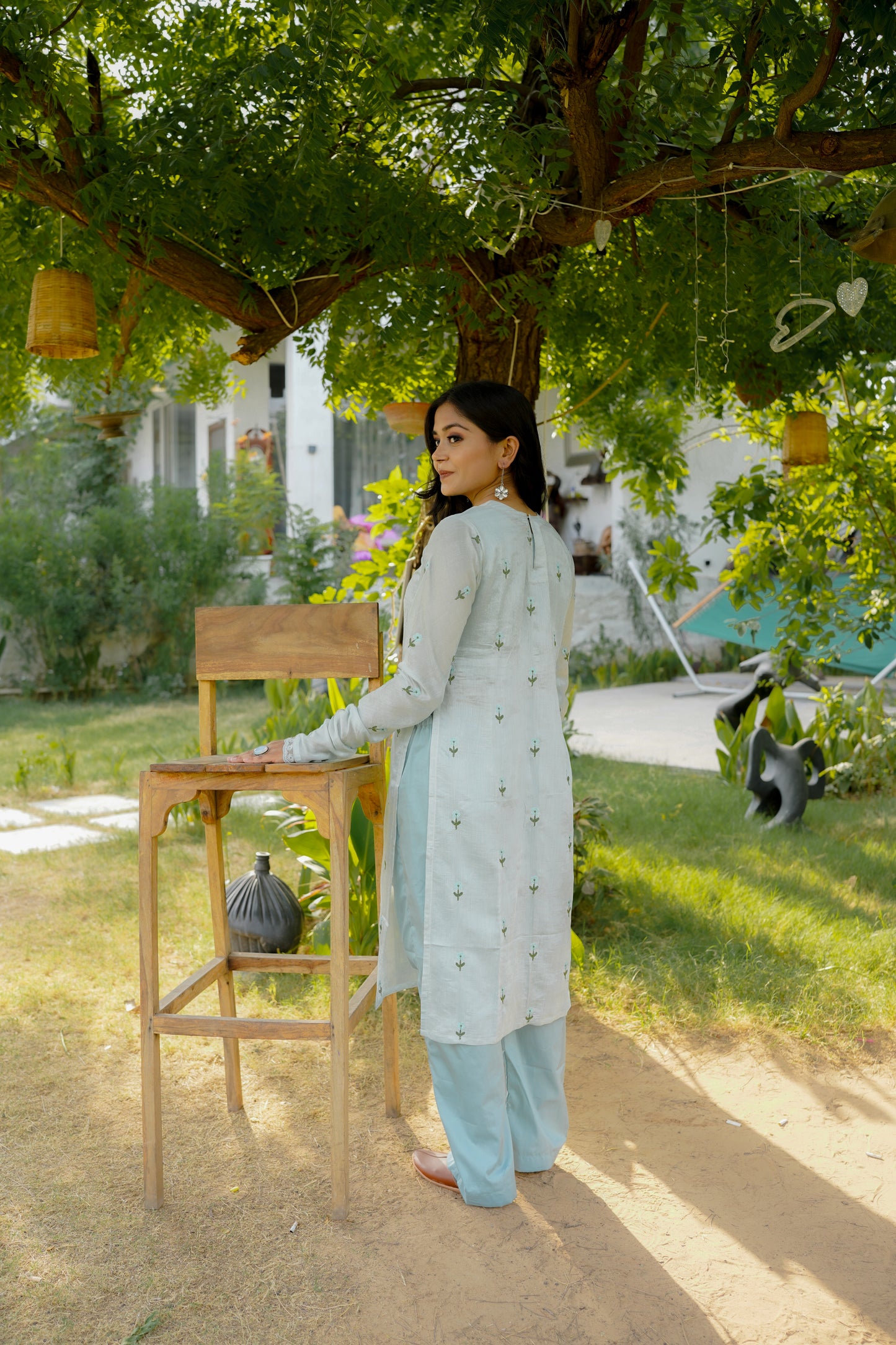 ROSE STRAIGHT KURTI SET - BLUE