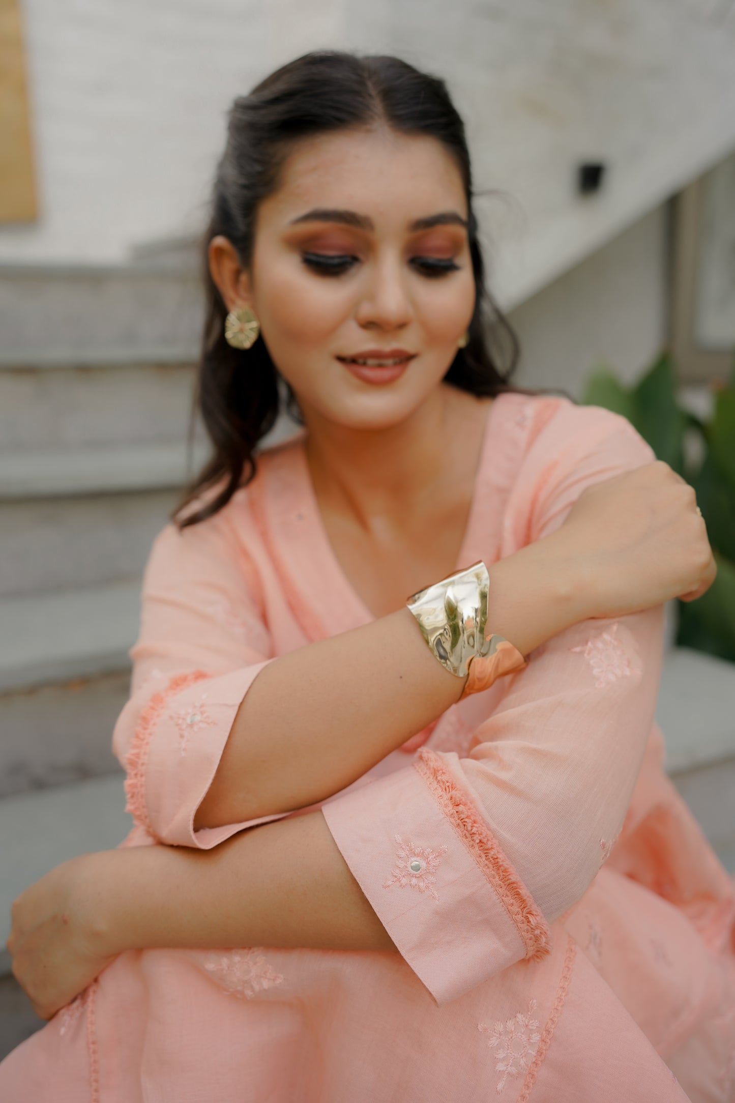 DAHLIA STRAIGHT KURTI SET - PEACH