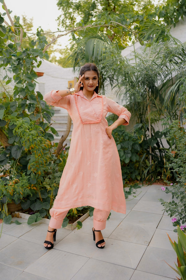 DAHLIA KURTI SET - PEACH