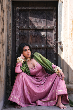 Radha Anarkali Set - Pink