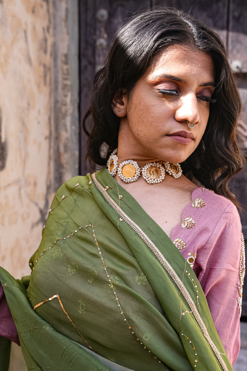 Radha Anarkali Set - Pink