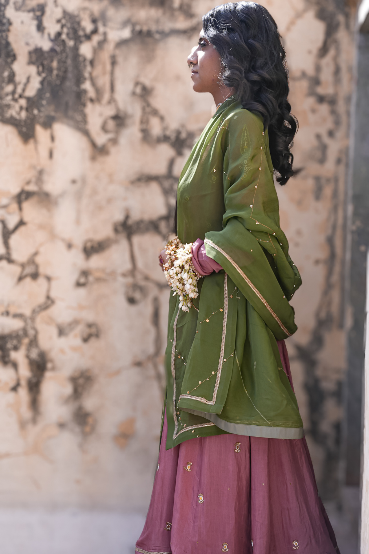 Radha Anarkali Set - Pink
