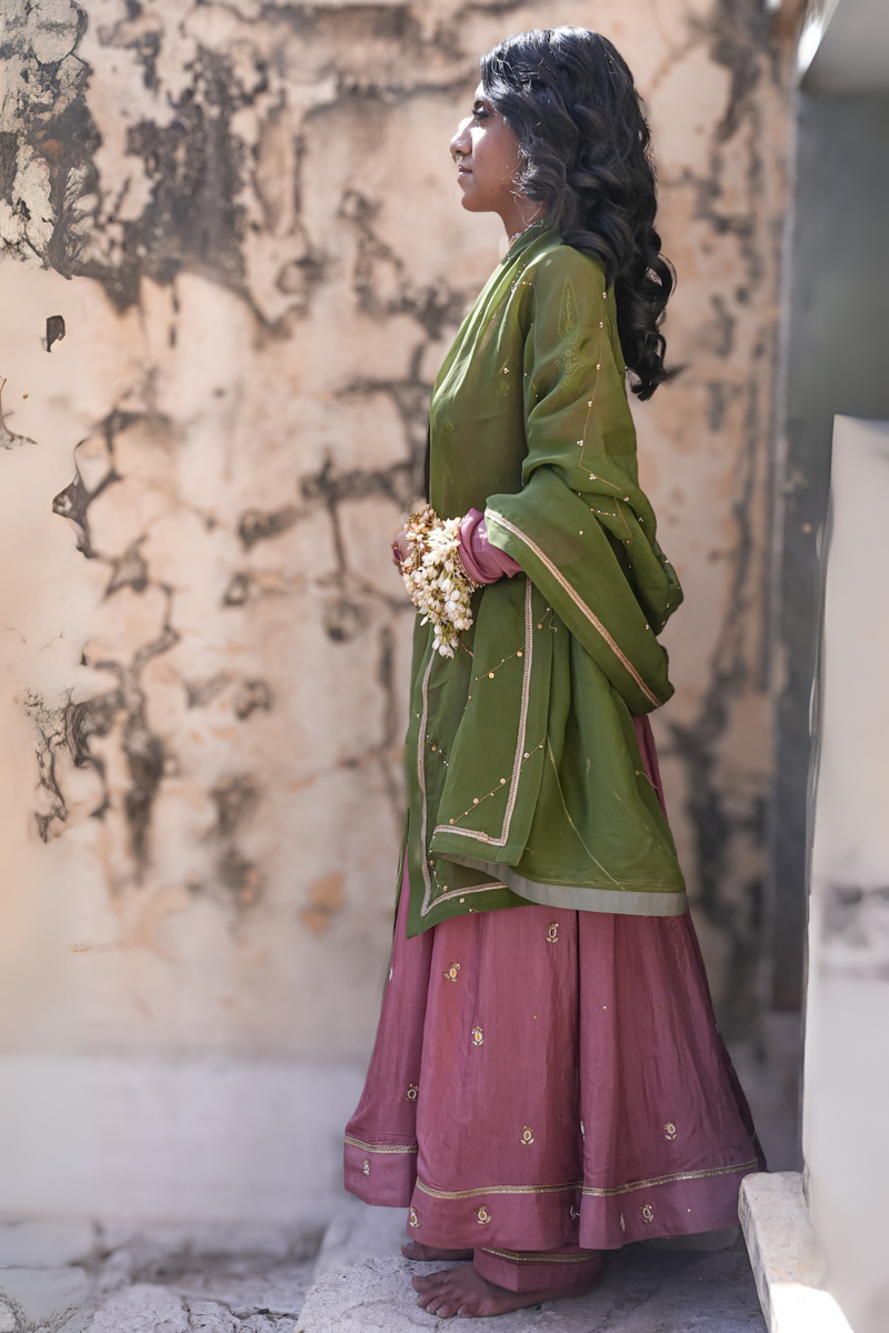 Radha Anarkali Set - Pink