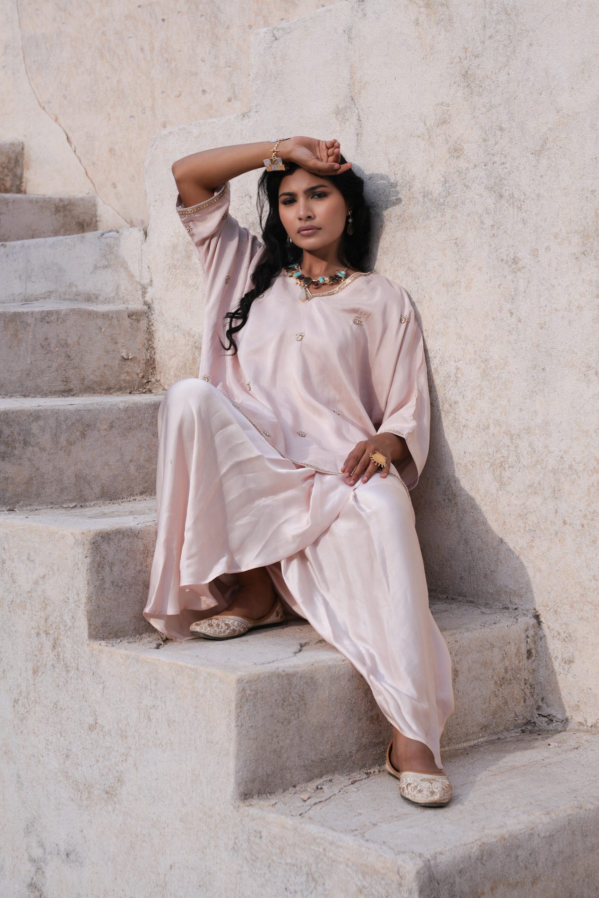 Meera Drape Set - Pink