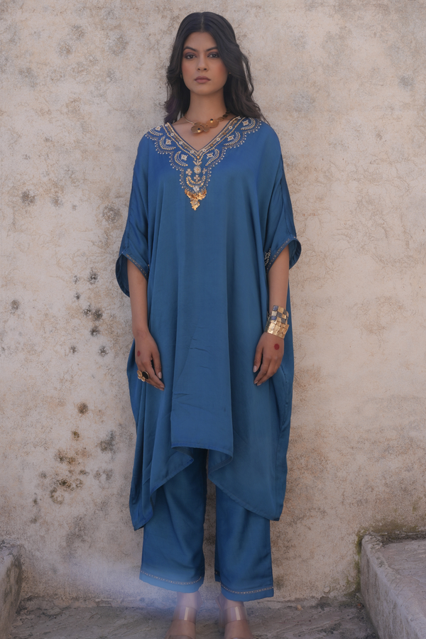 Sakhi Kaftan Set - Blue