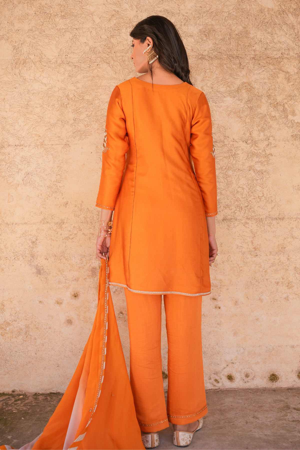 Sakhi Kali Kurta Set - Rust Orange