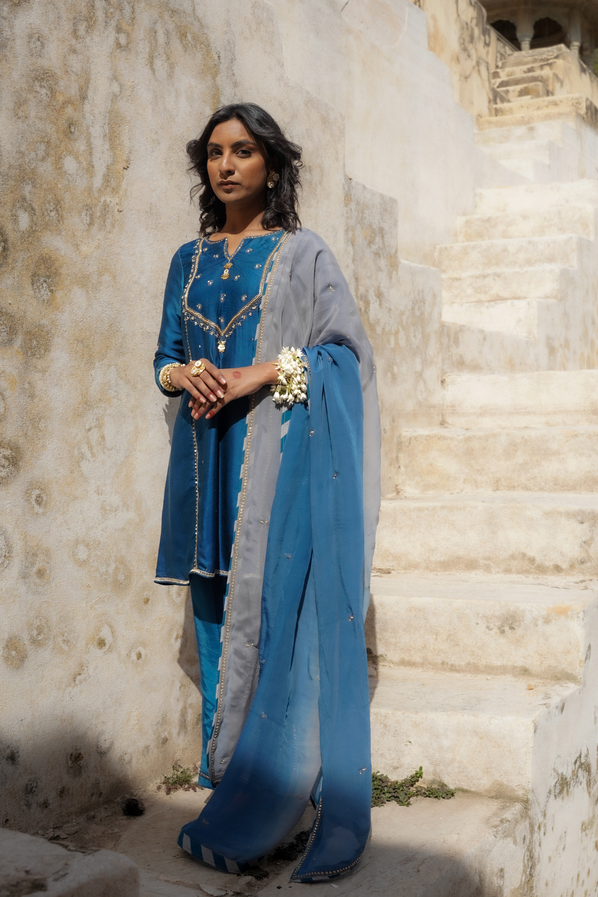 Sakhi Kali Kurta Set - Blue