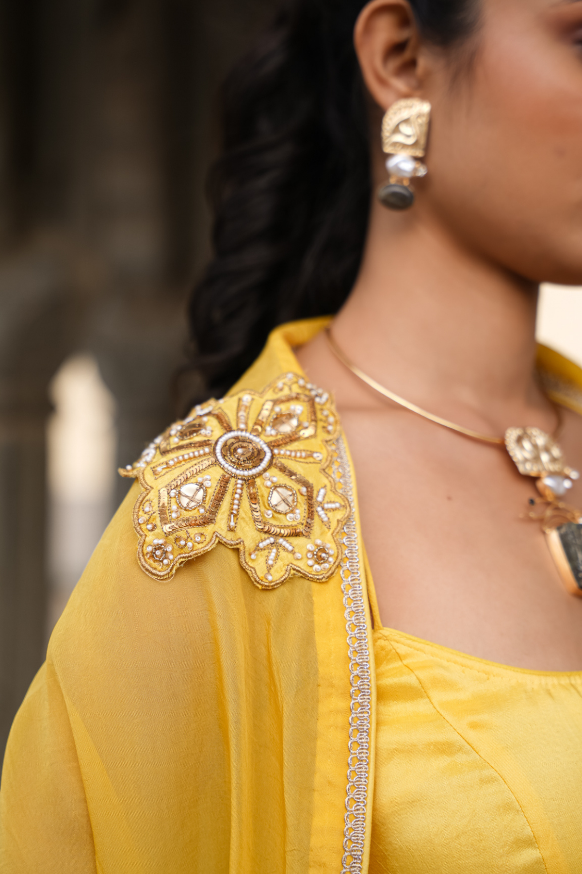 Sakhi Drape Set - Yellow