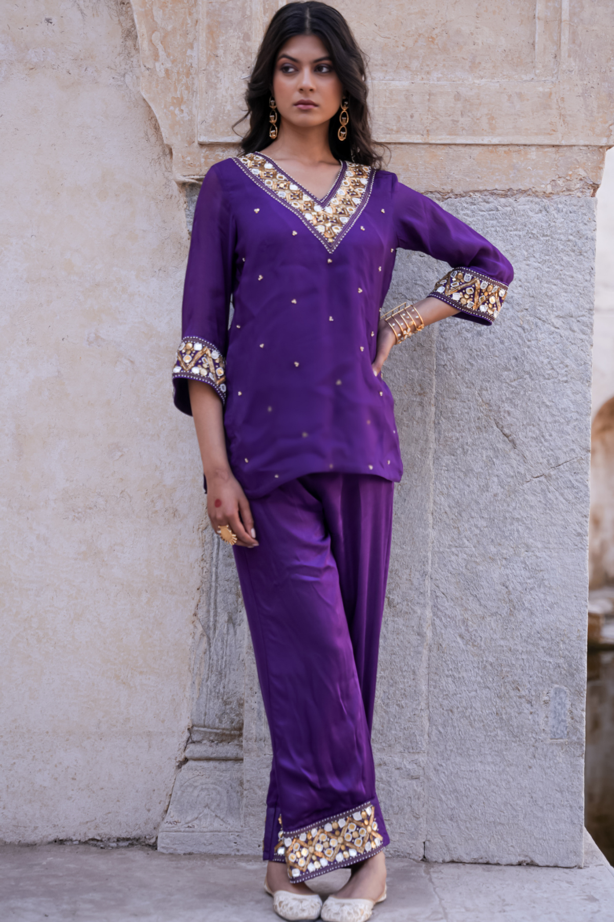 Sakhi Co-ord Set - Purple